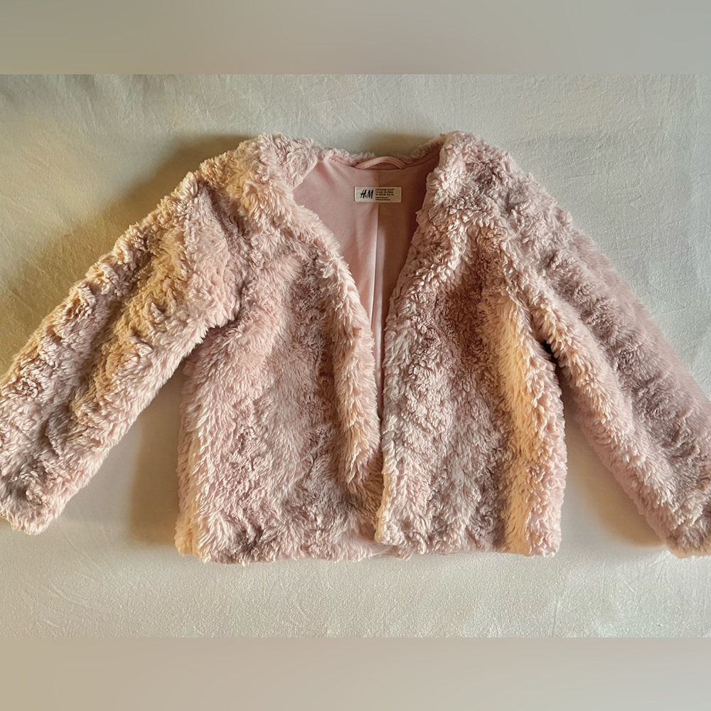 Girls’ H&M Pink Faux Fur Cardigan - Size 6-8
